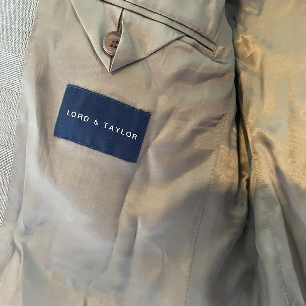 Lauren Ralph Lauren Jacket Mens 41R Gray Plaid 100% Wool Lord + Taylor Blazer